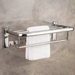 رخت آویز دیواری تاشو رنگ استیل براق - Image 5