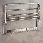 رخت آویز دیواری تاشو رنگ استیل مات - Image 2