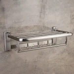 رخت آویز دیواری تاشو رنگ استیل مات - Image 4