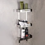 استند وسط حمام سه طبقه ضخیم برند اسمارت رنگ استیل براق - Image 3