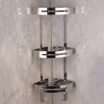 استند کنج حمام سه طبقه ضخیم برند اسمارت رنگ استیل براق - Image 2