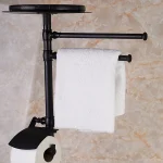 استند ایستاده ی صفحه دار دوبل با جای دستمال توالت رنگ مشکی - Image 5