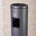 سطل زباله ی زیرسیگاری دار ایستاده ی برند اسمارت رنگ طوسی مات - Image 3
