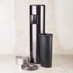 سطل زباله ی زیرسیگاری دار ایستاده ی برند اسمارت رنگ دودی مات - Image 6
