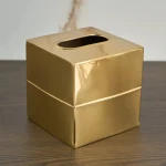 جای دستمال باکسی رومیزی وارداتی رنگ طلایی - Image 2
