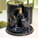 ست سرویس بهداشتی 7 پارچه ی سنگ رنگ مشکی - Image 2