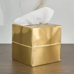 جای دستمال باکسی رومیزی وارداتی رنگ طلایی