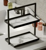 استند دو طبقه روشویی کف طرح سنگ ماربل - Image 2
