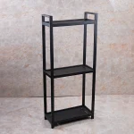 استند ایستاده سه طبقه تمام استیل رنگ مشکی با کفه مستطیل - Image 2