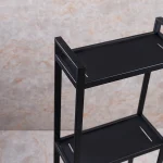 استند ایستاده سه طبقه تمام استیل رنگ مشکی با کفه مستطیل - Image 3