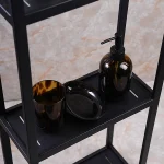 استند ایستاده سه طبقه تمام استیل رنگ مشکی با کفه مستطیل - Image 5