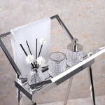 استند ایستاده با سینی و جای حوله طرح V رنگ استیل - Image 3