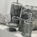 ست سرویس بهداشتی سنگ طبیعی با یراق کروم وارداتی
