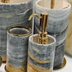 ست سرویس بهداشتی سنگ طبیعی با یراق طلایی وارداتی - Image 2