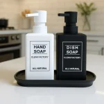 جا مایع دوقلو مستطیلی اکرلیک وارداتی black&white با سینی مشکی