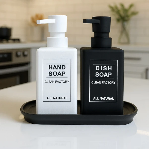 سایت 11 جا مایع دوقلو مستطیلی اکرلیک وارداتی black&white با سینی مشکی - Image 1