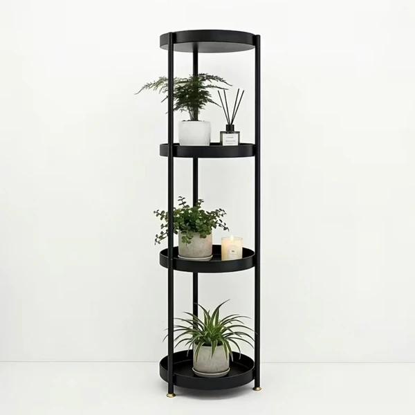 سایت 2 استند چهار طبقه گرد استیل رنگ مشکی - Image 1