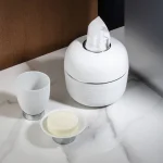 ست سرویس بهداشتی 8 پارچه ی سفید مشکی وارداتی - Image 3