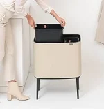 سطل زباله ی 36 لیتری دو مخزنه ی برابانتیا پایه دار رنگ استیل - Image 4
