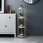 استند چهار طبقه گرد استیل رنگ طلایی
