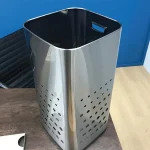سبد رخت چرک استیل با درب بامبو - Image 5