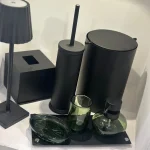 ست سرویس بهداشتی 6 پارچه ی استیل و شیشه رنگ سبز - Image 3