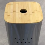 سبد رخت چرک استیل با درب بامبو - Image 7