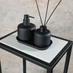 استند ایستاده سه طبقه مشکی با کفه سنگ سفید - Image 4