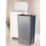 سطل زباله ی حجم 30 لیتر پدالی وارداتی رنگ سفید با درب استیل - Image 5