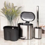 سطل و فرچه ی تک پدالی حجم 3 لیتر رنگ استیل - Image 4