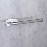 جای دستمال رول بلند چسبی پایه گرد آجدار رنگ استیل مات new