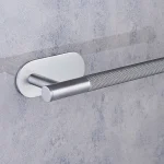 جای دستمال رول بلند چسبی پایه گرد آجدار رنگ استیل مات new - Image 2