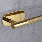 جای دستمال رول بلند چسبی پایه گرد آجدار رنگ طلایی براقnew - Image 5
