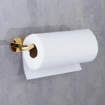 جای دستمال رول بلند چسبی پایه گرد آجدار رنگ طلایی براقnew - Image 3