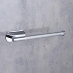جای دستمال رول بلند چسبی پایه گرد آجدار رنگ استیل براق new