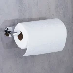 جای دستمال رول بلند چسبی پایه گرد آجدار رنگ استیل براق new - Image 5