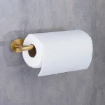 جای دستمال رول بلند چسبی پایه گرد آجدار رنگ طلایی مات new - Image 5