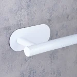 جای دستمال رول بلند چسبی پایه گرد آجدار رنگ سفید new - Image 4