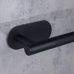 جای دستمال رول بلند چسبی پایه گرد آجدار رنگ مشکی new - Image 4