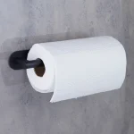 جای دستمال رول بلند چسبی پایه گرد آجدار رنگ مشکی new - Image 2