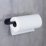 جای دستمال رول بلند چسبی پایه گرد آجدار رنگ مشکی new - Image 6