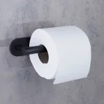 جای دستمال توالت چسبی پایه گرد آجدار رنگ مشکی new - Image 2