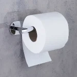 جای دستمال توالت چسبی پایه گرد آجدار رنگ استیل براق new - Image 2