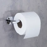 جای دستمال توالت چسبی پایه گرد آجدار رنگ استیل براق new - Image 3