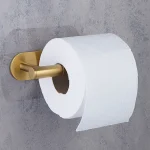 جای دستمال توالت چسبی پایه گرد آجدار رنگ طلایی مات new - Image 2