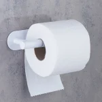 جای دستمال توالت چسبی پایه گرد آجدار رنگ سفید new - Image 3