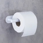 جای دستمال توالت چسبی پایه گرد آجدار رنگ سفید new - Image 2