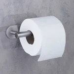 جای دستمال توالت چسبی پایه گرد آجدار رنگ استیل مات new - Image 3