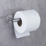 جای دستمال توالت چسبی پایه گرد آجدار رنگ استیل مات new - Image 2