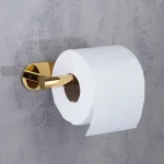 جای دستمال توالت چسبی پایه گرد آجدار رنگ طلایی براق new - Image 3